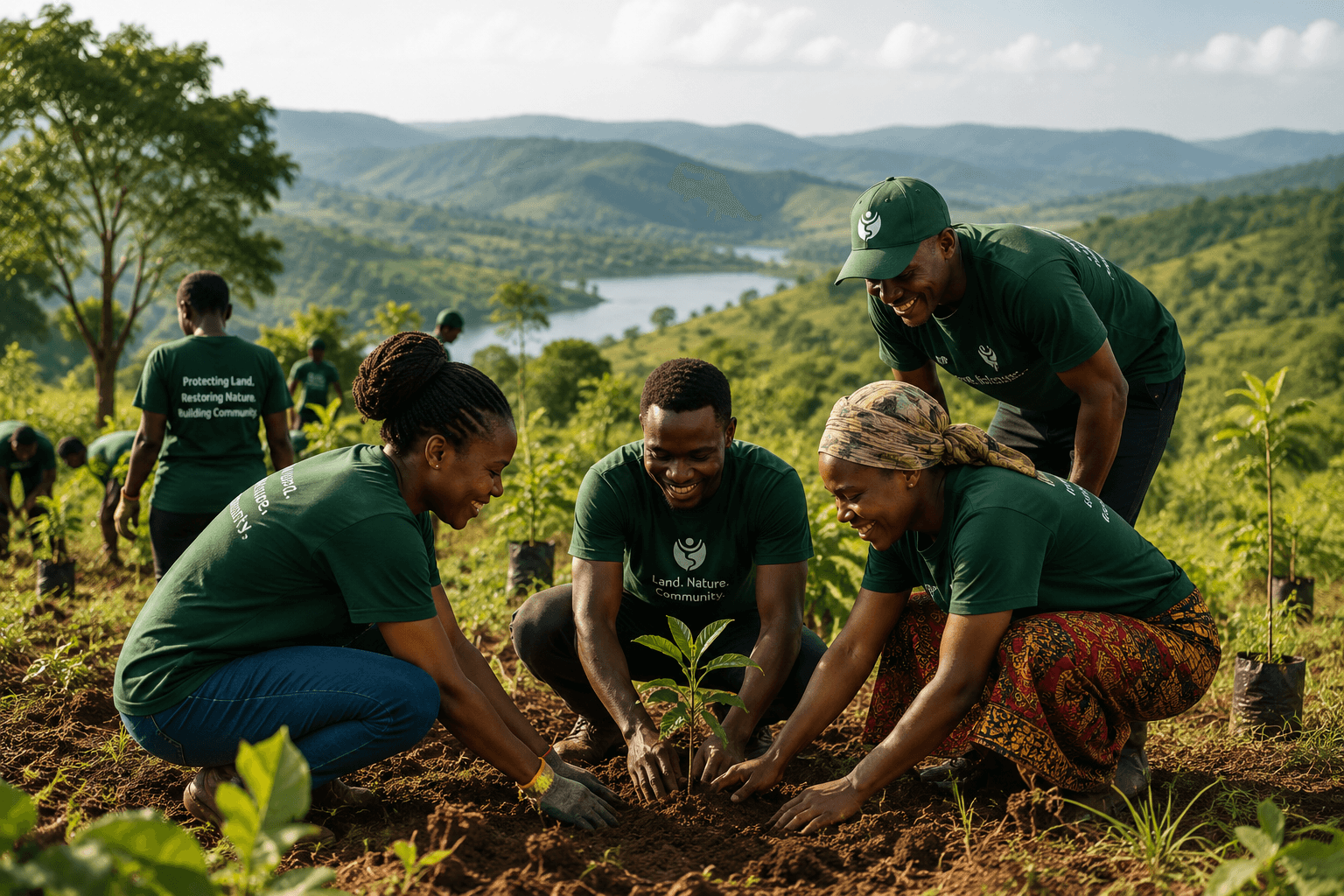 Community members restoring nature in Uganda